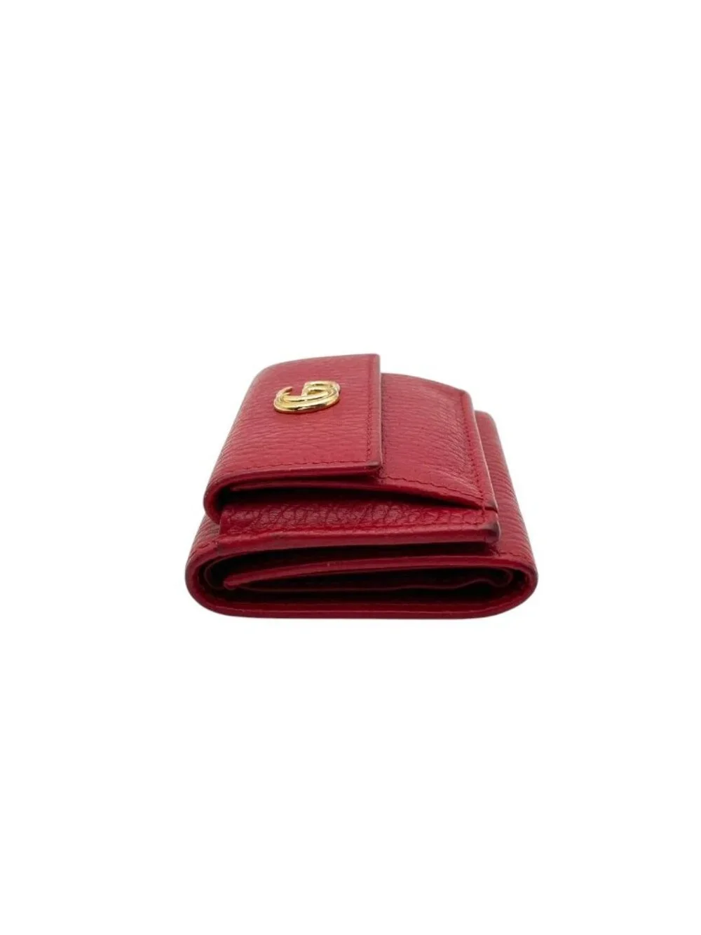 Gucci Wallet Petit Marmont GG Trifold Mini Compact Leather Rose Red Gold Double